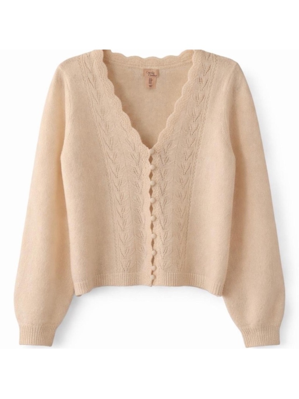 Camila Coelho Mohair Wool Blend Cardigan Sweater Cream M NWT - Picture 2 of 12
